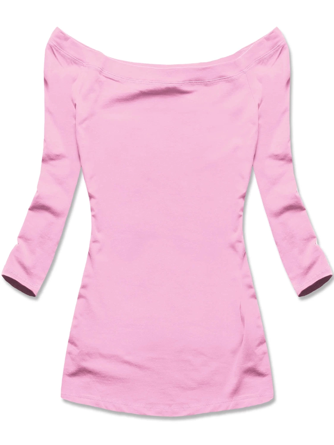 Różowa klasyczna bluzka z dekoltem w łódkę, elegancka i elastyczna