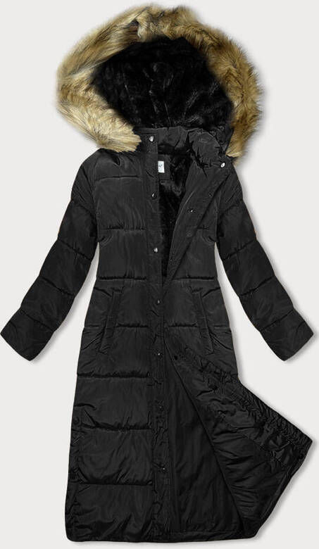 Czarny genialny zimowy płaszcz