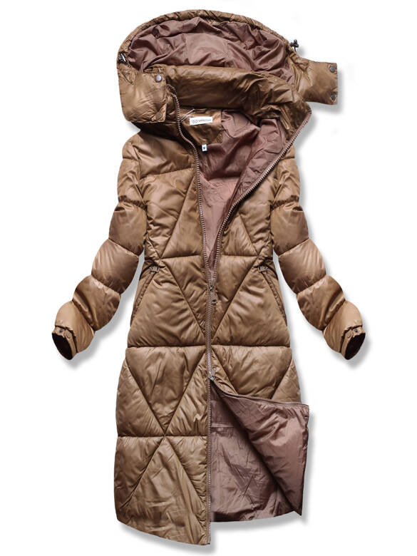 Brązowa czaderska pikowana kurtka z kapturem