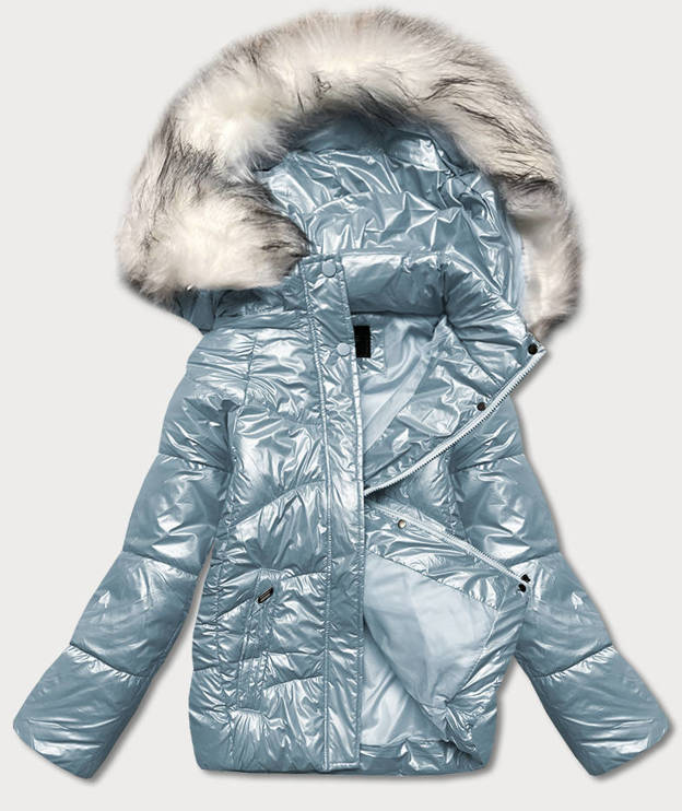 Niebieska krótka pikowana kurtka zimowa