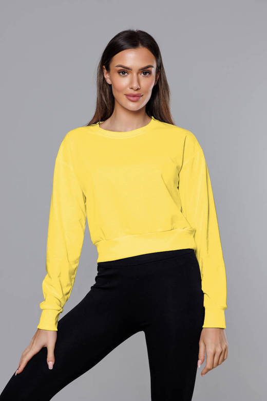 Żółta wygodna gładka bluza dresowa basic