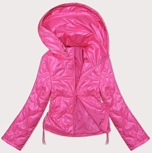 Różowa dwukolorowa lekka pikowana damska kurtka przejściowa troczki