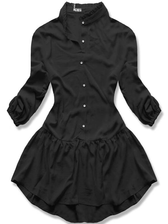 Czarna zwiewna sukienka koszulowa zapinana na guziki