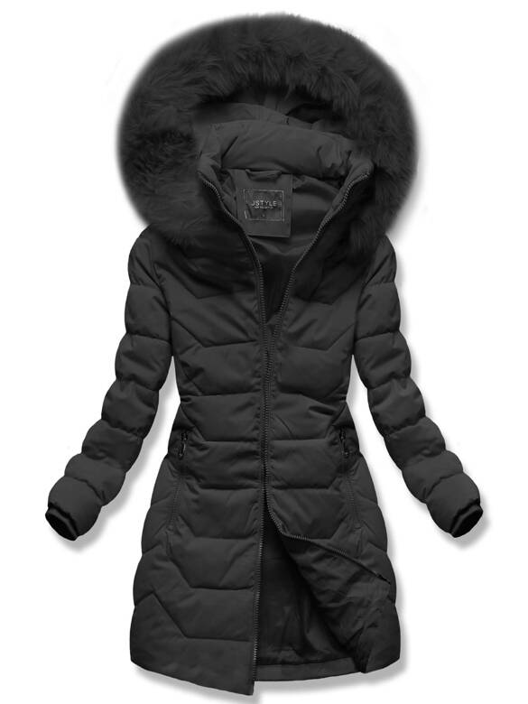 Czarna fenomenalna zimowa kurtka z kapturem