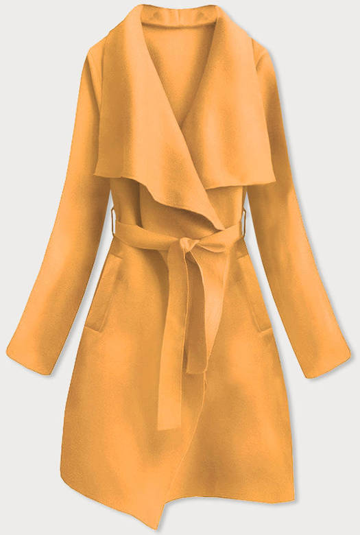 Żółty lekki stylowy wiązany płaszczyk narzutka