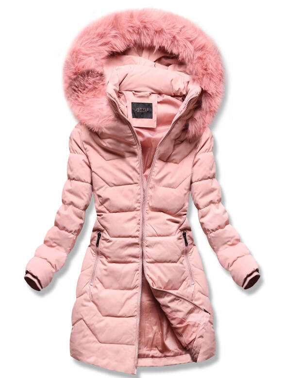 Różowa fenomenalna zimowa kurtka z kapturem