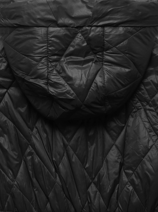 Czarna damska pikowana kurtka ponczo nietoperz