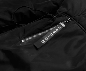 Czarno biała przejściowa kurtka parka z kapturem