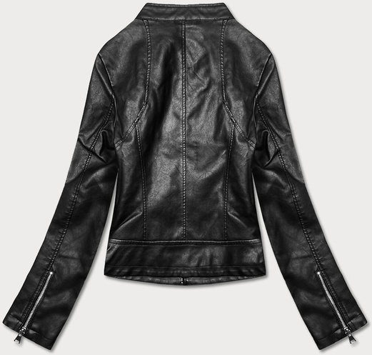 Czarna gładka kurtka ekoskóra ramoneska zapinana na suwak