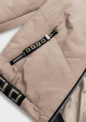 Ciemnobeżowa bomberka z kapturem