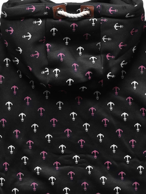 Czarna damska rozpinana długa bluza w kotwice