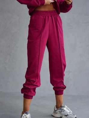 Bordowy czaderski damski dres komplet bluza stójka spodnie