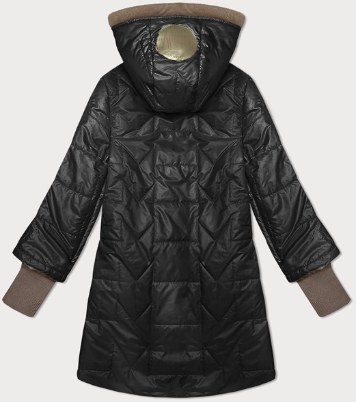 Czarna kapitalna damska pikowana kurtka z wydłużonymi ściągaczami