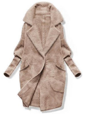 Jasnobeżowa damska narzutka alpaka wełniana