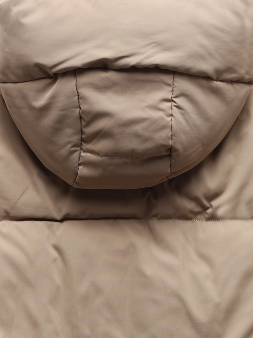 Karmelowa długa zimowa pikowana kurtka płaszcz z kapturem