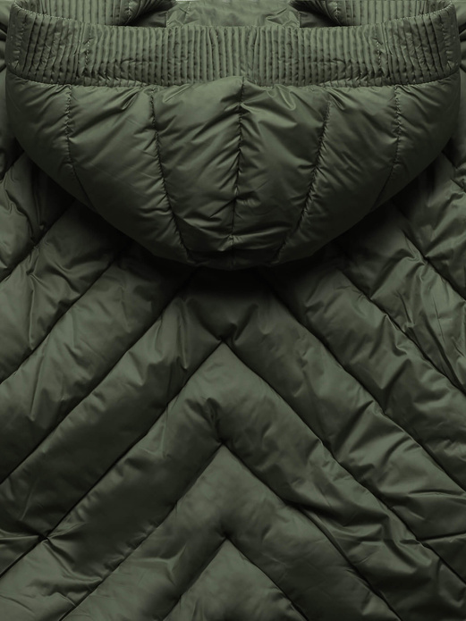Zielona damska zimowa kurtka pikowana nietoperz