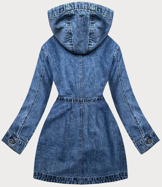Narzutka jeansowa z kapturem niebieska (pop5953-k)