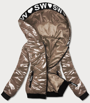 Beżowa krótka damska kurtka przejściowa za kapturem