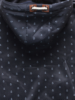 Granatowa damska rozpinana bluza z kapturem w kotwiczki