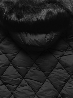 Czarna długa ciepła rewelacyjna zimowa kurtka damska płaszczyk z kapturem PLUS SIZE