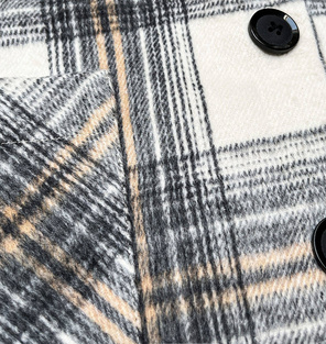 Szara ecru kurtka oversize w kratkę na guziki