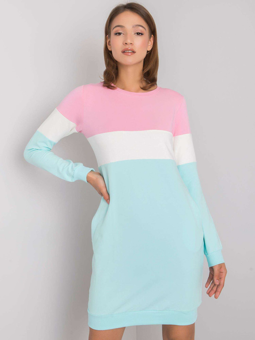 Różowo biała morska sportowa sukienka dresowa