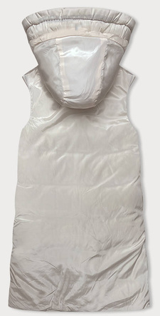 Czarny ecru damski długi pikowany bezrękawnik