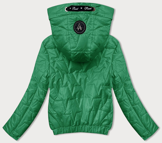 Zielona krótka przejściowa kurteczka z kapturem