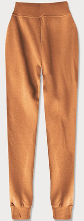 Musztardowe damskie dresowe spodnie casualowe z kieszeniami i ściągaczem