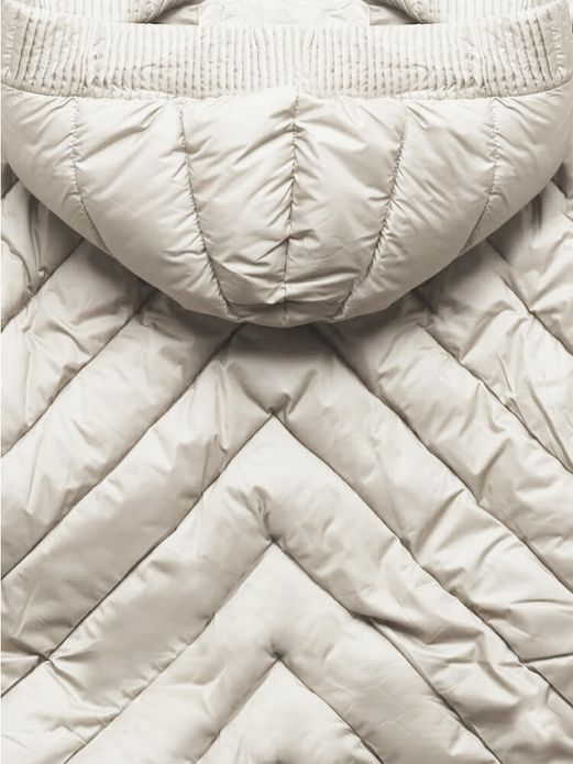 Ecru damska zimowa kurtka pikowana nietoperz