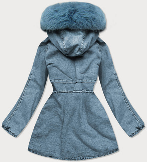 FUTRZANA KURTKA JEANSOWA DAMSKA NIEBIESKA (BR9599-50)