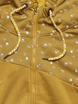 Żółta długa bluza z kapturem, kwiatki i groszki/gładka 