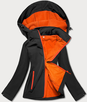 Czarno pomarańczowa kurtka na ciepłym polarze