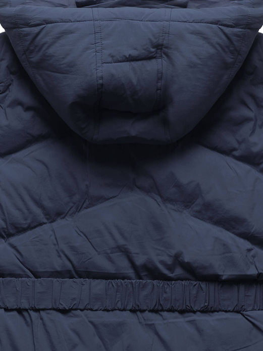 Granatowa przejściowa kurtka damska z paskiem