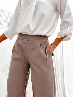 Brązowe eleganckie luźne spodnie damskie