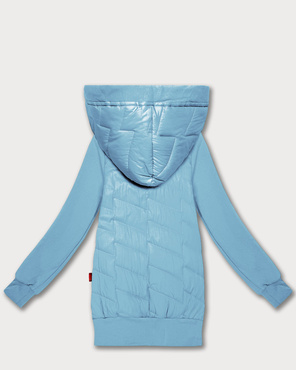 Błękitna czadowa bluza kurtka z łączonych materiałów z kapturem