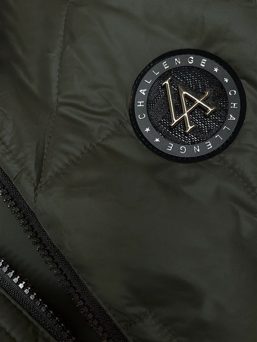 Khaki asymetryczny pikowany bezrękawnik kamizelka damska z kapturem