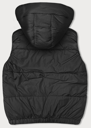 Czarny pikowany bezrękawnik z kapturem
