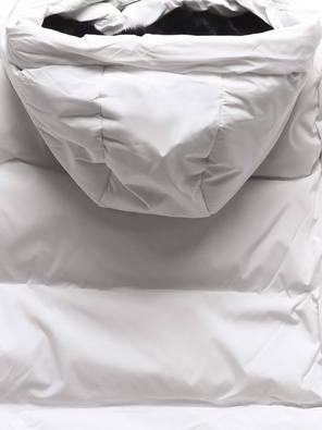 Biała zimowa kurtka damska płaszczyk na misiu z kapturem 