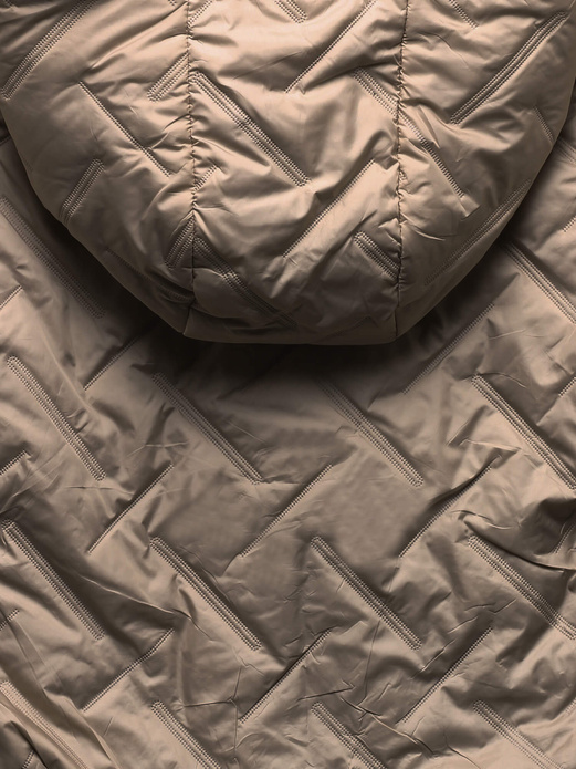 Bezowo czarna damska dwustronna kurtka zimowa na futrze