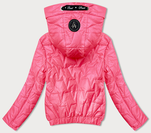 Różowa krótka przejściowa kurteczka z kapturem