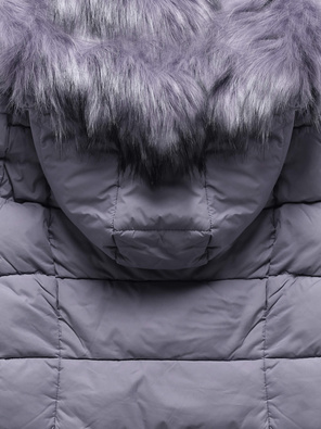 Wrzosowa dwukolorowa damska kurtka pikowana z kapturem