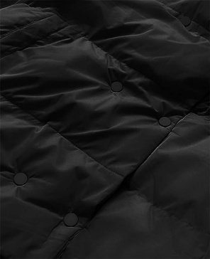 Czarna zimowa pikowana kurteczka z kołnierzem