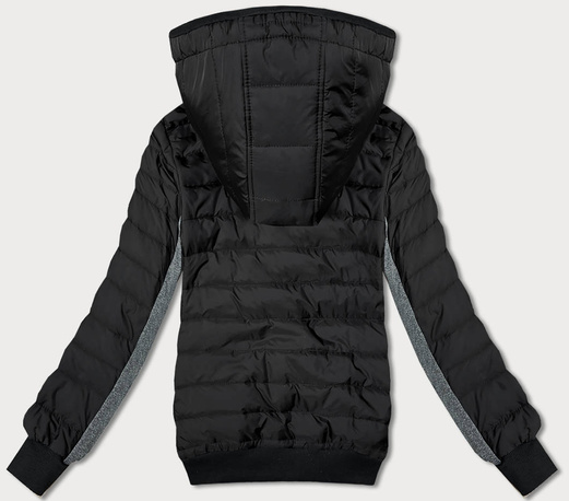 Czarna przejściowa sportowa pikowana kurtka z łączonych materiałów