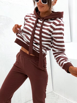 Czekoladowy kapitalny dres damski w pasy