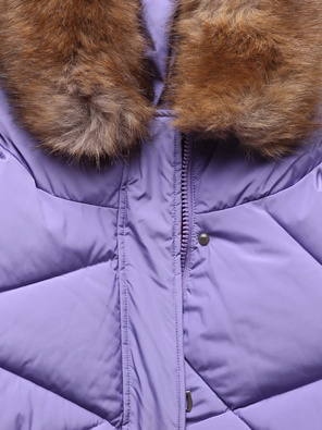 Fioletowa genialnie pikowana kurtka płaszczyk z kapturem 