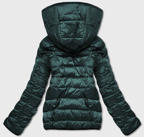 Zielona dwustronna rewelacyjna zimowa pikowana kurtka na futrze 