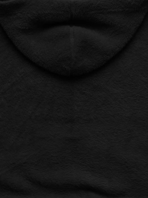 Czarna mięciutka damska narzutka alpaka z kapturem