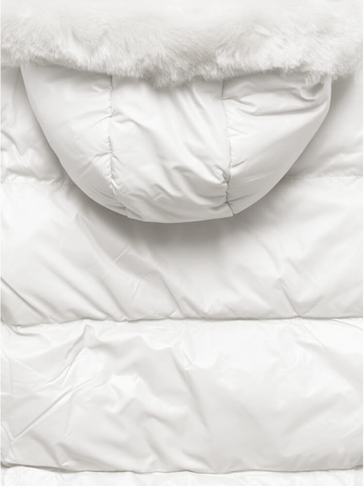 Biała genialna damska zimowa kurteczka z futerkiem