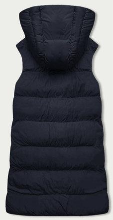 Granatowo czarny dwustronny pikowany bezrękawnik z kapturem